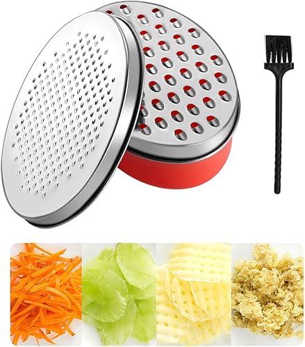 Rallador de caja de acero inoxidable con recipiente de almacenamiento, platos gruesos y finos 2 en 1, para verduras, queso, chocolate y jengibre