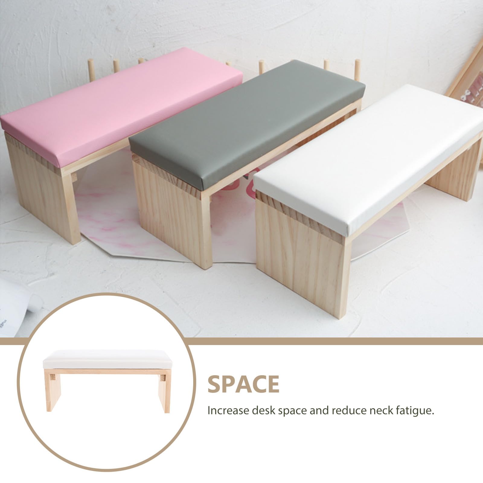 DECHOUS Cuscino Poggiamano Comodo al Tatto in Legno Naturale Bianco per Manicure per Lavoro Nail Art e Saloni Professionali