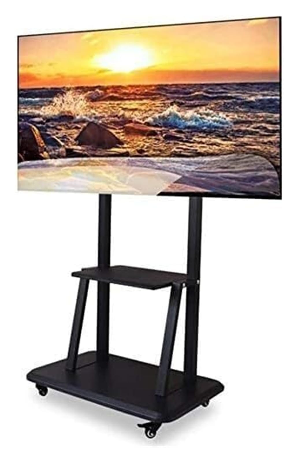 TABOJS Soporte de TV con Ruedas Ajustable para TV móvil con 2 estantes Soporte para TV para televisores de 3265 Pulgadas Carro de Altura Ajustable para el hogar y la Oficina