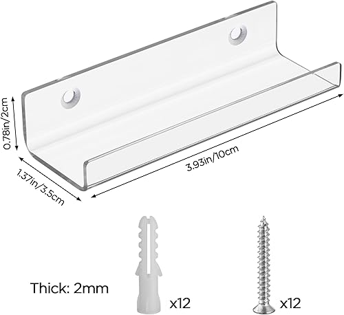 Miniatura 9 de HBlife Paquete de 8 estantes de vinilo para montaje en pared, soporte para discos de acrílico transparente de 12 pulgadas, estantes de exhibición de