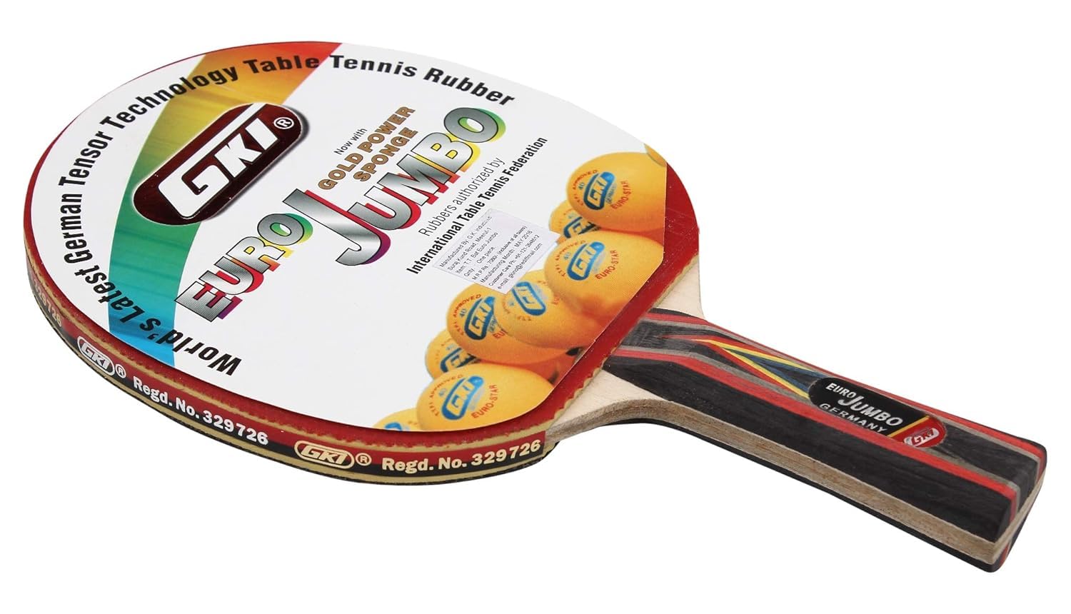 GKI Euro Jumbo Wood Table Tennis Racquet with Double Zip tatron Bag-image-31