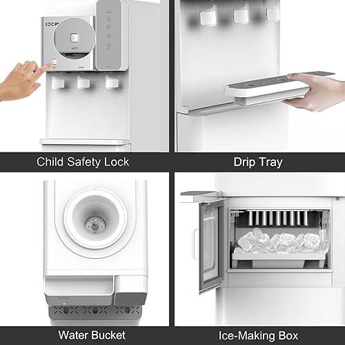 Miniatura 6 de Dispensador de enfriador de agua con máquina de hielo  Dispensador de agua de carga superior de 3 o 5 galones  3 ajustes de temperatura  27 libras