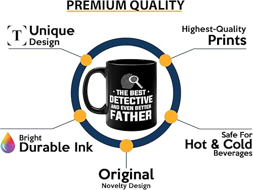 Miniatura 3 de Taza de café detective de 11 onzas, color negro, el mejor detective, policía, patrulla, policía, policía, policía, policía, policía, policía, jefe