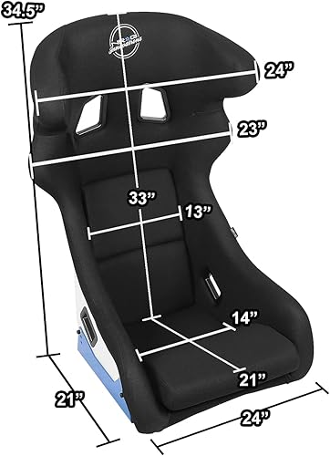 Vista 29 de NRG Innovations NRG-FRP-302BK Asiento de carreras con respaldo fijo de fibra de vidrio (grande), compatibilidad con arnés de 4 puntos, Alcántara