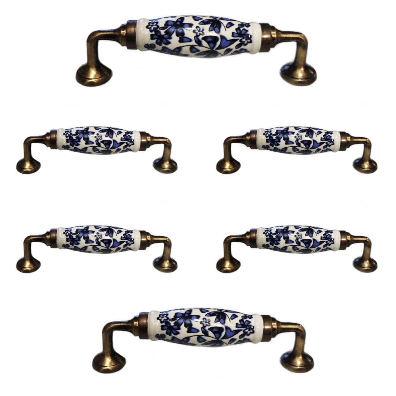 Maison Belle (Pack of 6) Ceramic Door Handle Gold Antique Finish - Scratch Proof 100% (Size 6 Inch, Blue Flower Hand Painted) (B08LH37CB6) Amazon Price History, Amazon Price Tracker