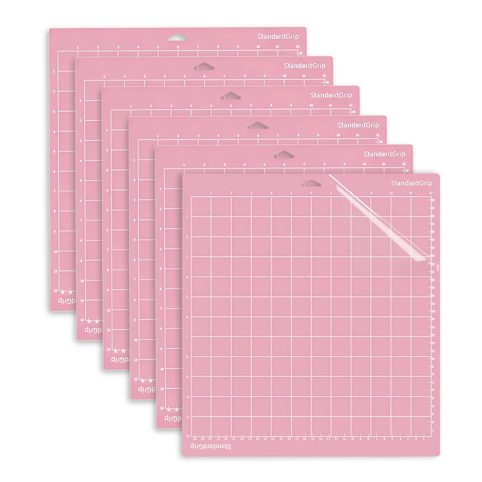 Pink 6 Pack Smart Craft Cutting Mat 12x12 Inch for Cutting Machine, Light/Standard/Grip/Non-Slip Cut All The Essentials, Portable Design from Delicate Paper to Heavier Specialty Materials (Pink)