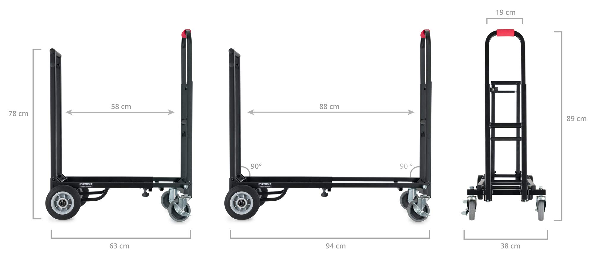 Carro de Transporte Stagecaptain Sherpa SCS-60 MKII (Medio), 5 cm x 2 | Longitud (superficie útil de carga): 58 a cm, Ancho superficie de carga: 27 cm, Ancho con ruedas: 38 cm, 5 cm x 2, 5 cm, 1 kg