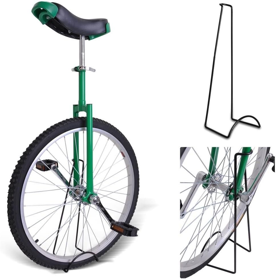 Jamden 24" Inches Green Unicycle 1.75 Skidproof Tire w/Stand Cycling Exercise Mountain Wheel