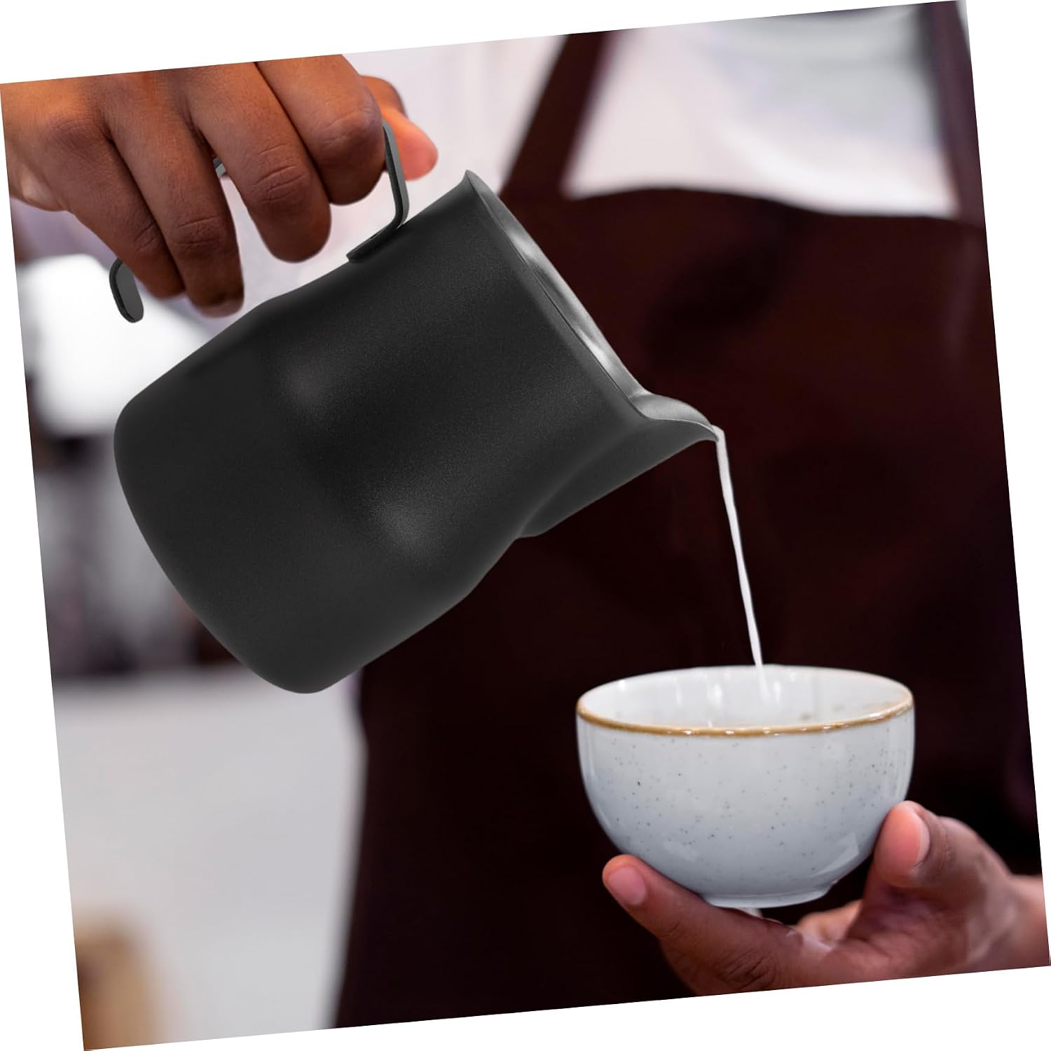 Latte Art Mugs Stainless Latte Cup Embossed Design Milk Frothing Pitcher