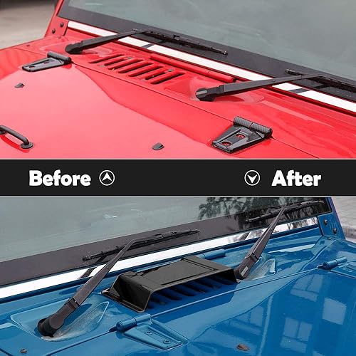Miniatura 2 de JeCar Hood Vent Hood Scoop Vent Cover for 1997-2017 Jeep Wrangler TJ JK Unlimited (Black)