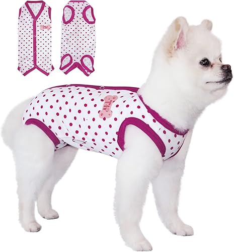 TONY HOBY Pijama de verano para perro, overol sin mangas, suave y transpirable para perro con lunares (rojo rosado, XL)