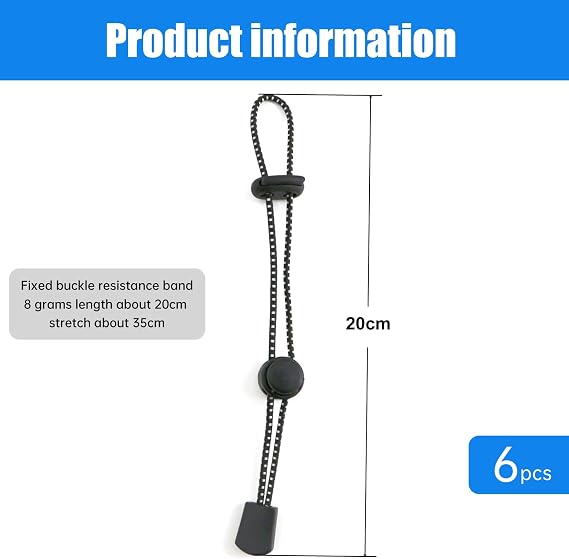 6 Pack Backpack Elastic Cord with Plastic Buckle, 20cm-35cm Adjustable Bungee Straps, Trekking Pole Attachment Rucksack Ties for Hiking Camping Outdoor Use