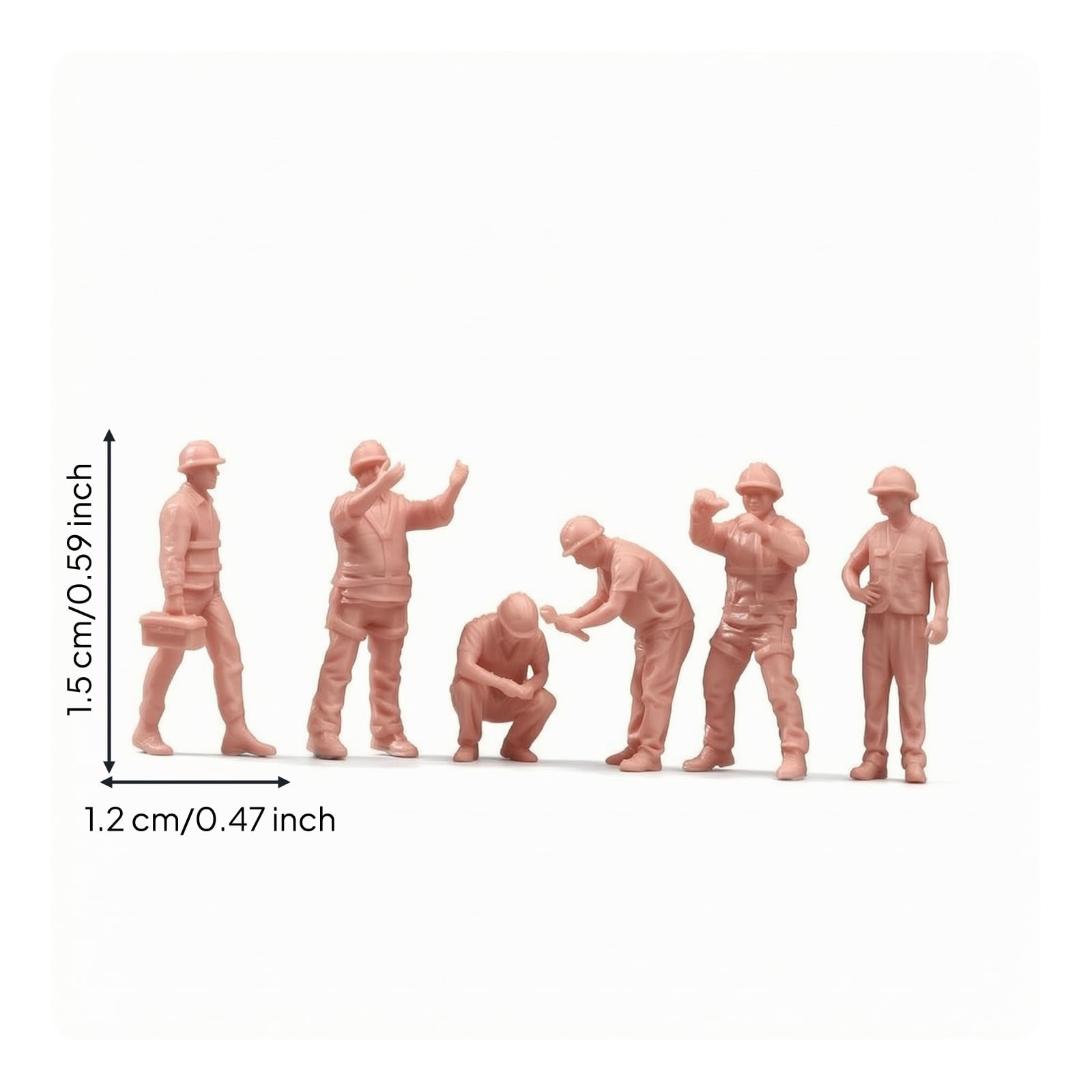 6 Pièces Figurine Chantier Détaillé Figurine à l’échelle 1/64 Personnage Modélisme pour Maquettistes, Modèle Blanc