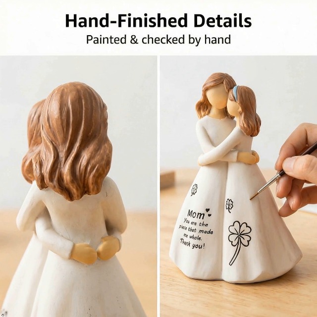 Figura de Madre e Hija de Resina Pintada a Mano 5.2 in miniatura 7