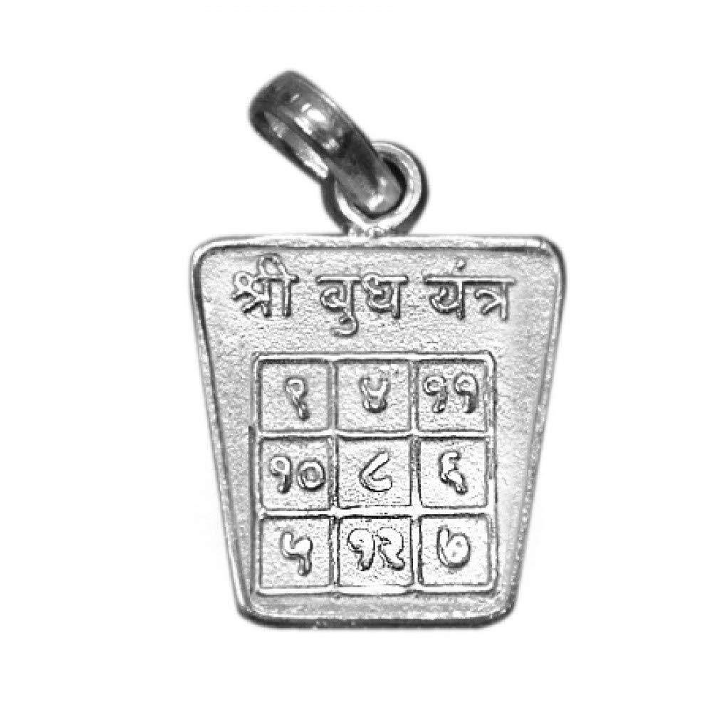Om Pooja Shop Buddh (Mercury) Yantra in Pure Silver Locket for God Luck & Success