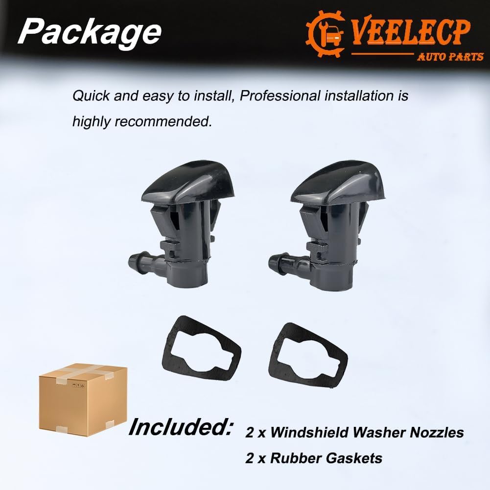 2-Piece Windshield Wiper Washer Nozzle Sprayer Set - Fits 2008-2012 Ford Fusion, Mercury Milan, Lincoln MKZ