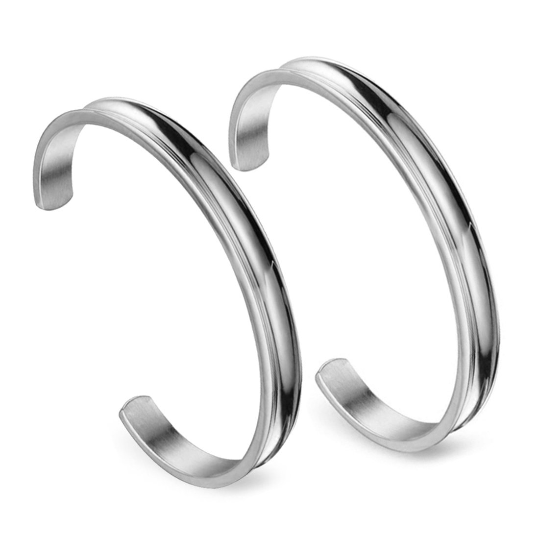 Zuo Bao Elastico per capelli, posizionato all'interno della scanalatura di braccialetto rigido in acciaio INOX, per donne e ragazze e acciaio inossidabile, colore: 2 Pcs Silver, cod. ST01