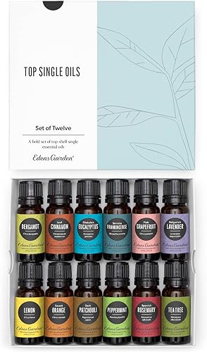 Edens Garden Top - Juego de 12 aceites esenciales 100% puros, de grado terapéutico, sin diluir, aromas naturales de aromaterapia para difusores,