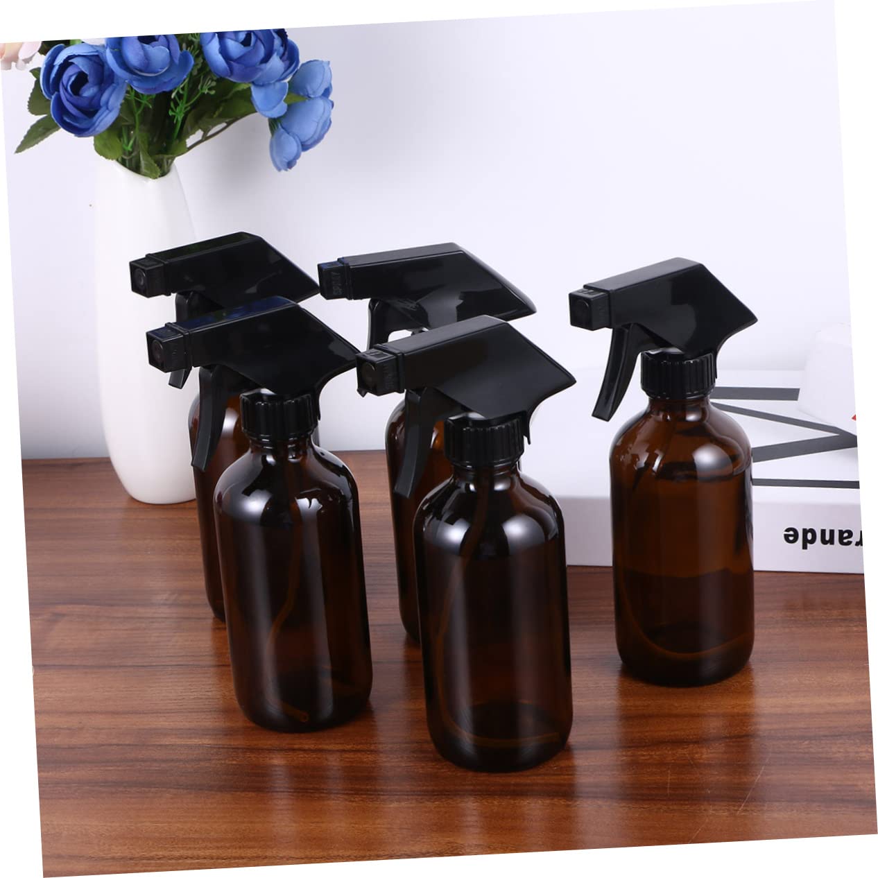 Veemoon 4 Stück 250 Ml Braune Glas Sprühflaschen aus Glas und Pp Leicht zu Benutzen und Arbeitssparend für Flüssigkeitsabfüllung und Pflanzenbewässerung