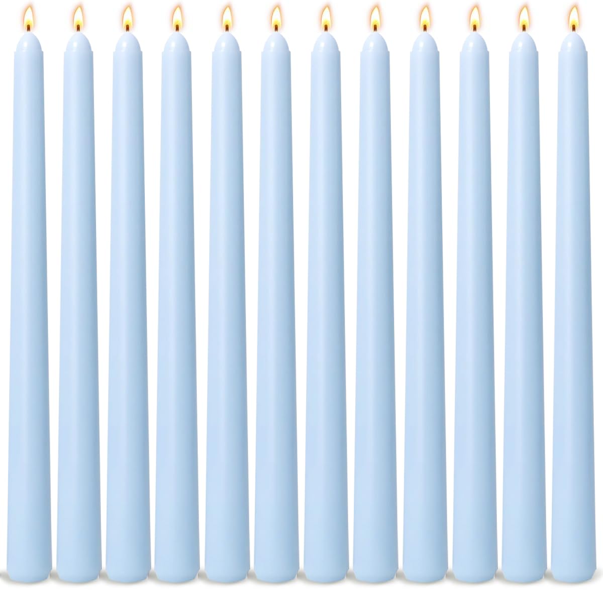 Eisblaue Spitzkerzen, 25,4 cm, geruchlos, tropffrei, lange Brenndauer von 7–8 Stunden, perfekt für Heimdekoration, Hochzeiten, Babypartys und Veranstaltungen, 12 Stück