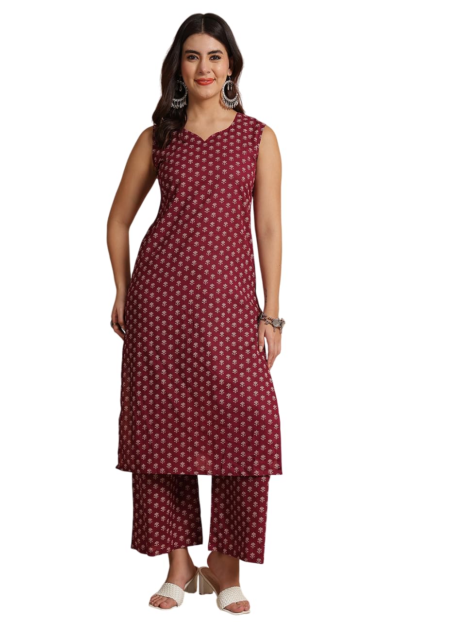 nishabd Women's Floral Printed Sleevless Kurta With Palazzos-picture-29