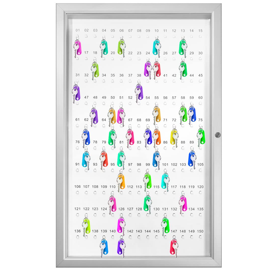 Danieli Store - Armario para Llaves con 150 Ganchos Numerados. Caja para Llaves con Puerta de Acrílico Transparente y Fondo de Acero Lacado