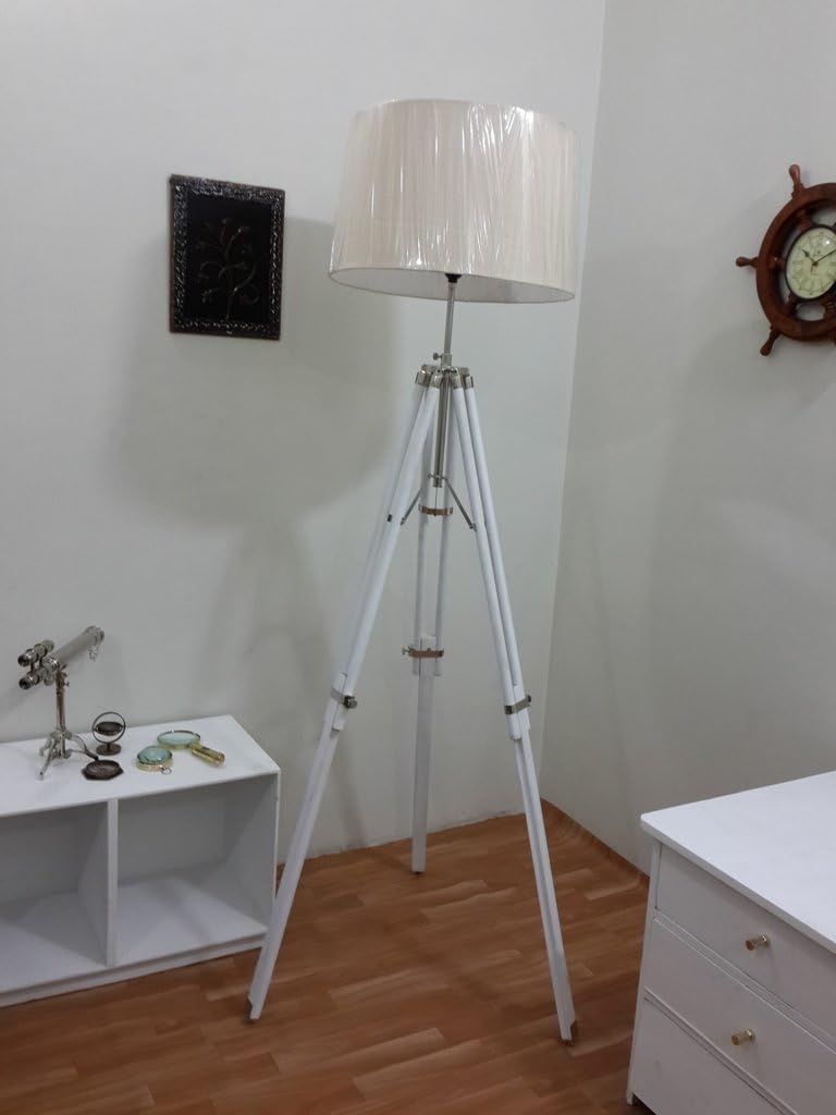 THORINSTRUMENTS (with device) Thor Classic Handmade Tripod Floor Lamp Corner White Tripod Floor Fixture Lamp Rustic Vintage Home Decor Gifts