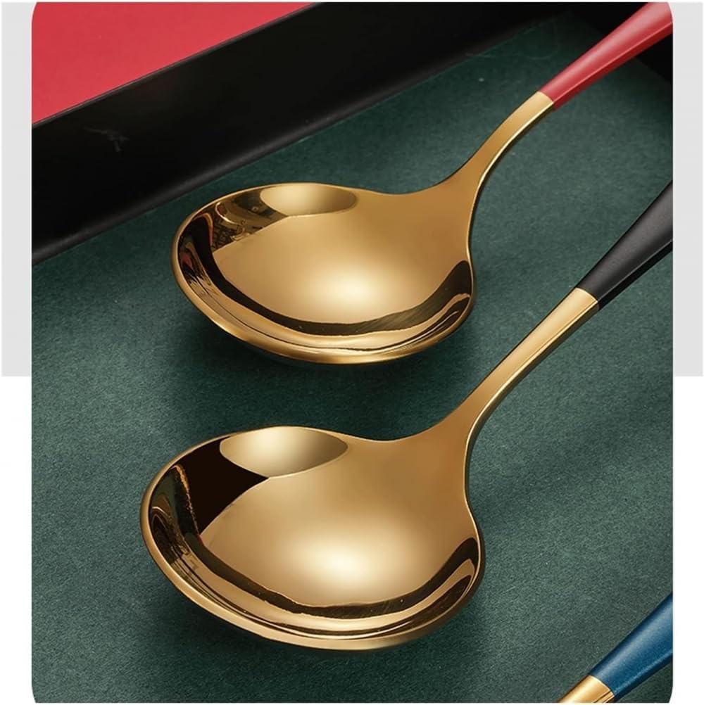 Dessert Spoon,Spoon Stainless Steel Small Spoon Long Handle Household Cake Small Spoon Exquisite Western Food Spoon Color Spoon -Gold