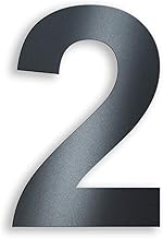 Metzler House Number Made of Solid Steel in Anthracite, RAL 7016 Anthracite Grey, Fine Structure Powder Coated Arial Font, Height 20 cm, Number 2
