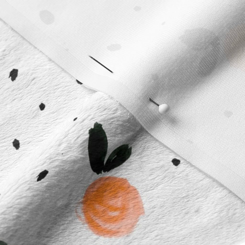 Spoonflower Fabric - Clementine Dots White Clementines Fruit Citrus Orange Oranges Black Printed on Minky Fabric by The Yard - Sewing Baby Blankets Quilt Backing Plush