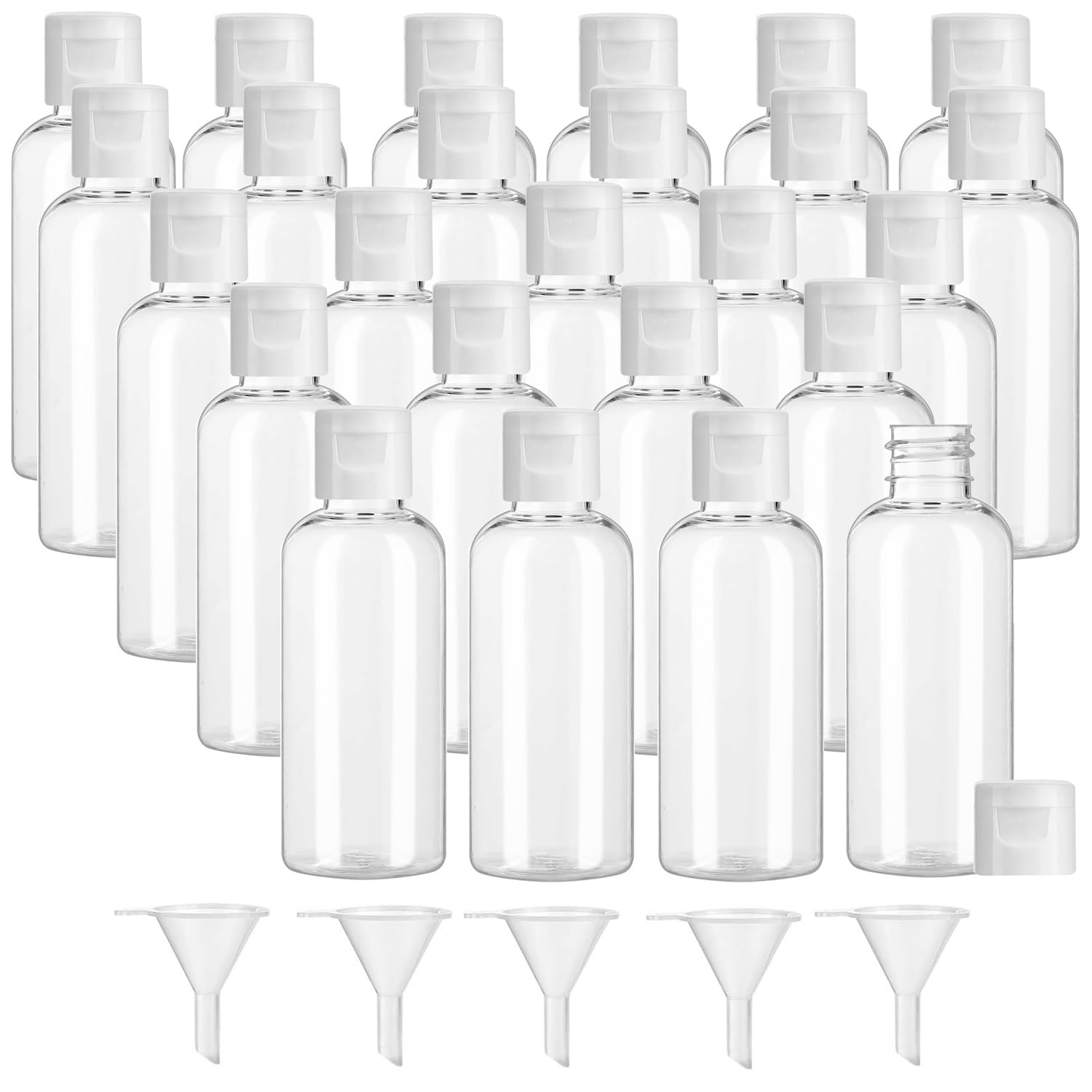 YsesoAi Leere Kunststoff-Flaschen mit Klappdeckel für Toilettenartikel, Flüssigkeiten, Shampoo, Lotion, Conditioner, Weiß, 25 Stück