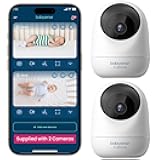 2Peek Video Baby Monitor, WiFi Security Camera with Auto Tracking (2Pcs), 3MP Super HD, Intelligent Motion & Sound Detection, Night Vision, Private Hidden Lens Mode, Supports SD Card