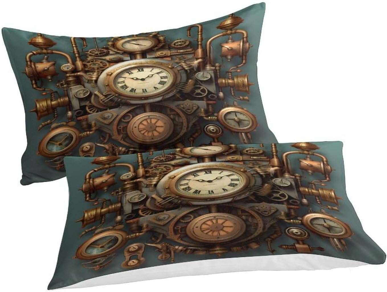 Pościel z zegarkiem mechanicznym, 240 x 260 cm, styl retro, poszewka na kołdrę 3D, miękka pościel z mikrofibry, zestaw 3-częściowy z 2 poszewkami na poduszkę 80 x 80 cm, dla nastolatków i dorosłych, E