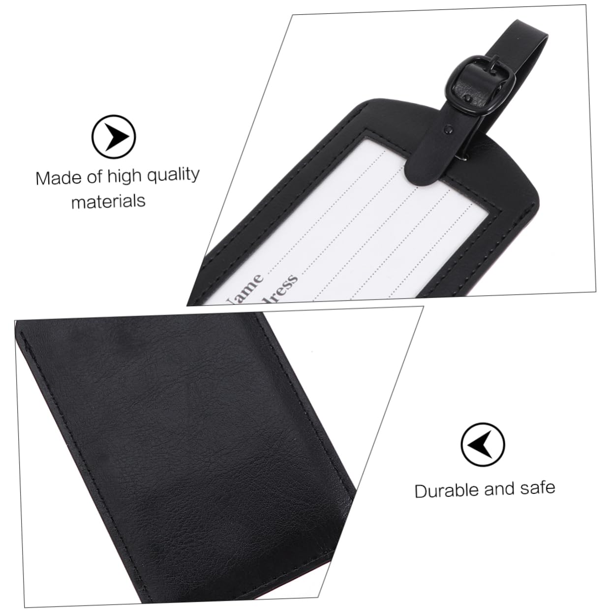 COLLBATH 10stücke Kreative Pu Gepäckanhänger Für Langlebige Id Labels Elegantem Schwarz Für Koffer Und Wasserfest Und Einfach Zu Befestigen