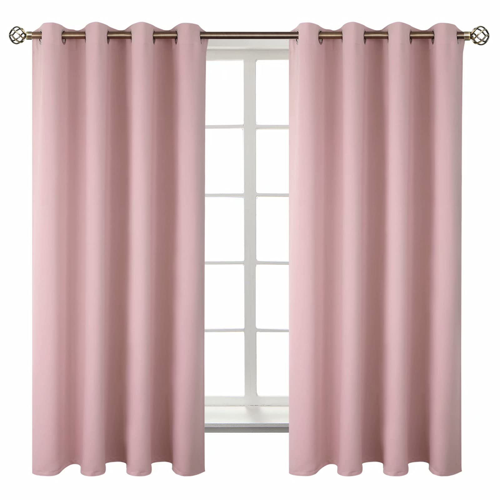 BGment Pink Room Darkening Curtains 63 Inch for Bedroom - 2 Panels