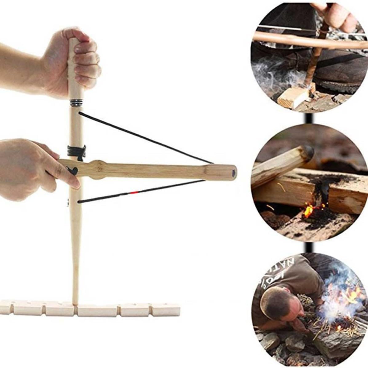 VICASKY Drill Fire Starter Kit Wooden Friction Tool for Survival Practice