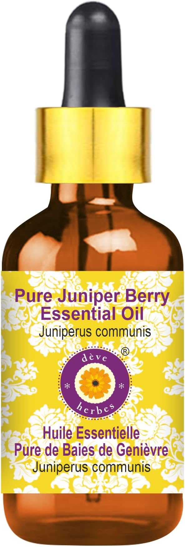 Deve Herbes Pure Juniper Berry Essential Oil (Juniperus communis) with Glass Dropper Steam Distilled 100ml (3.38 oz)