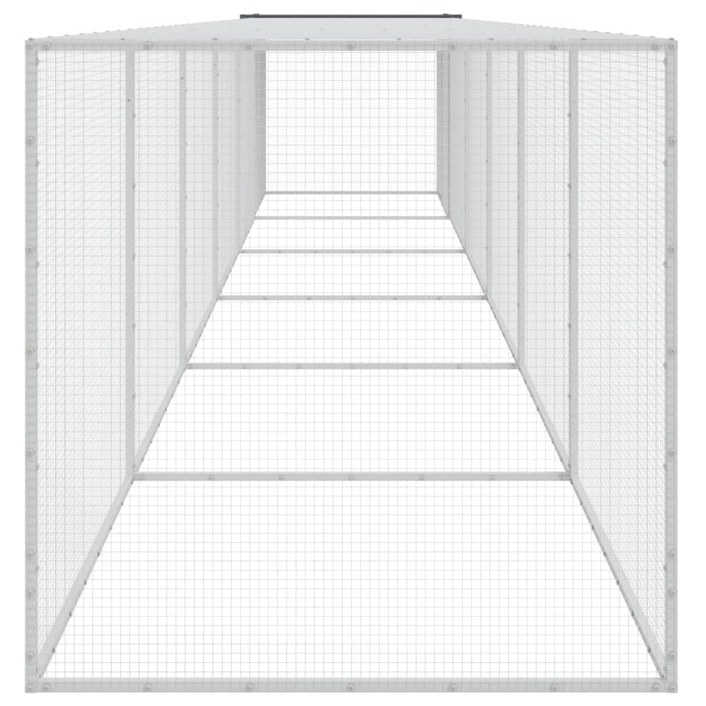 Klatka dla kurcząt z dachem z ocynkowanej stali, antracytowa, 603 x 98 x 90 cm, z 5 przedłużeniami, wybieg zewnętrzny dla małych zwierząt, domek dla królików, domek dla świnek morskich