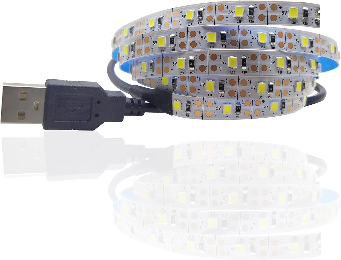 5V 10CM 1M USB Cable Power LED strip light lamp SMD 3528 Christmas Desk Decor lamp band For TV Backlight (Warm White, 1M With USB Port)