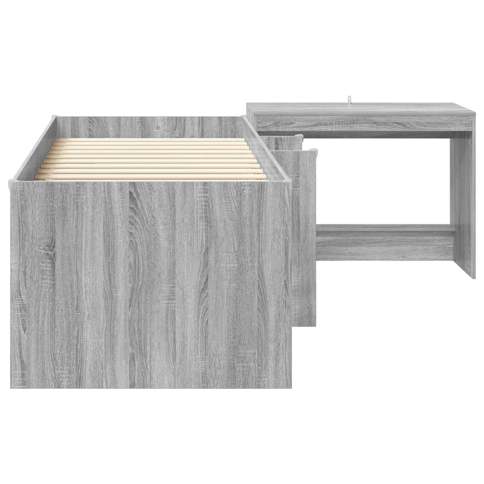 Gecheer 2 STK. Hochbett mit Schreibtisch 193x96x68,5 cm, stabiles Kinderbett aus Holzwerkstoff mit integriertem Schreibtisch und Lattenrost für kleine Schlafzimmer3423483