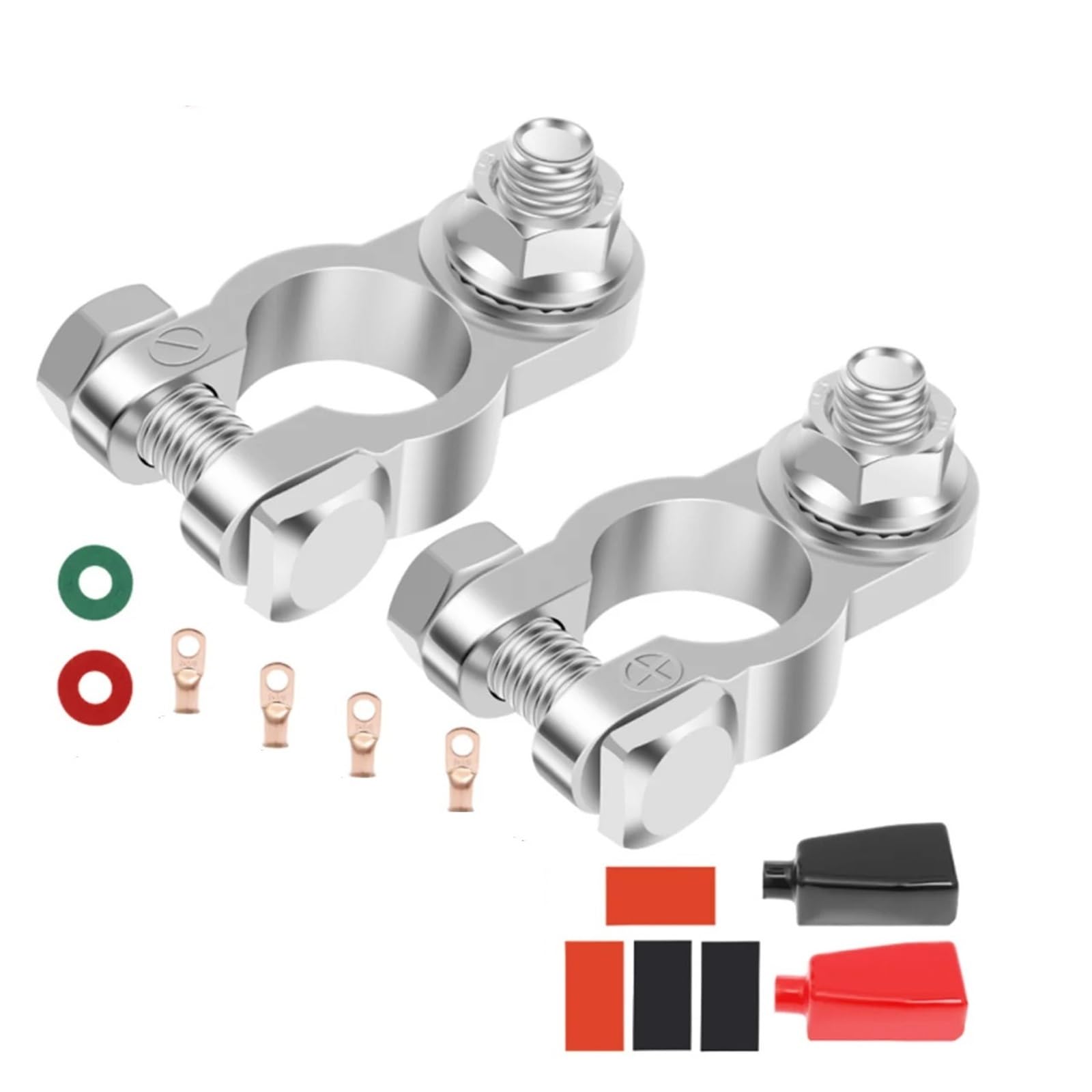 Connettore per morsetto terminale batteria 1 paio di morsetti for batteria for auto, in lega di zinco, polo positivo e negativo, for auto, connettore a vite for auto