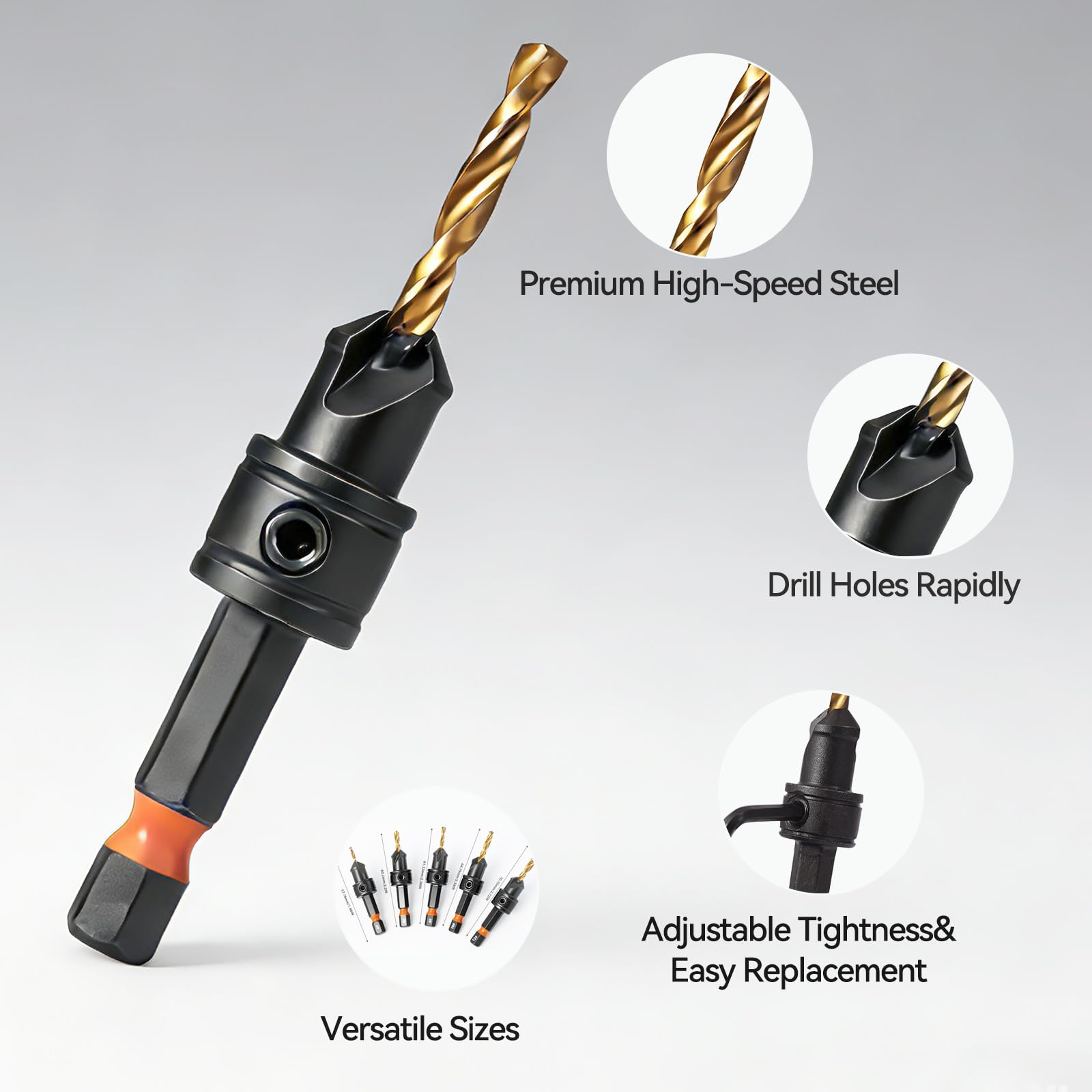 Countersink Drill Bit Set - 12 Pcs Adjustable -2 Countersink Drill Bit Set - 12 Pcs Adjustable -2