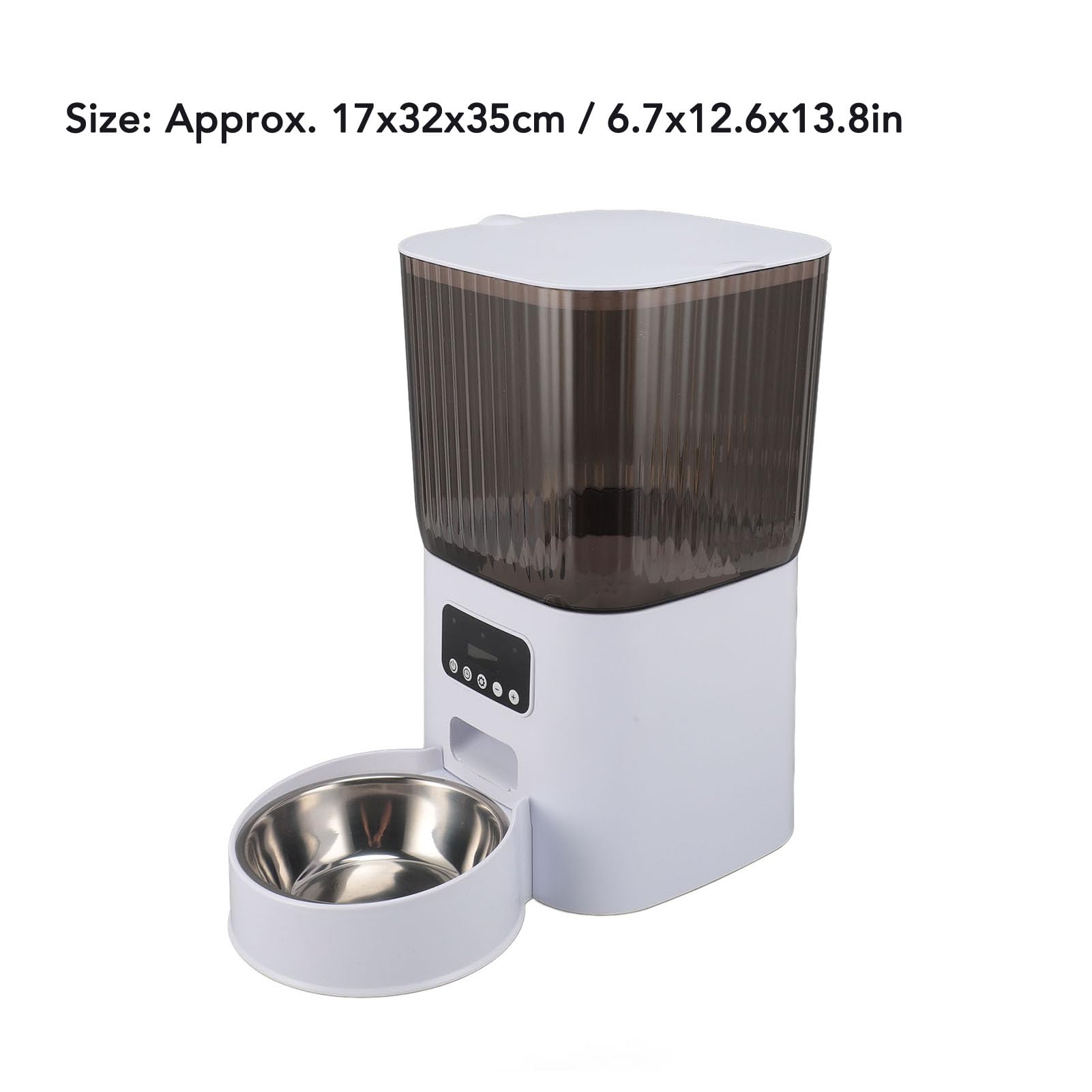 Comedero Automático para Gatos, Dispensador de Comida para Gatos de Gran Calibre, Capacidad de 5 litros, Compartimento de Dos Capas, Cuencos de Acero Inoxidable 304, (Cuenco