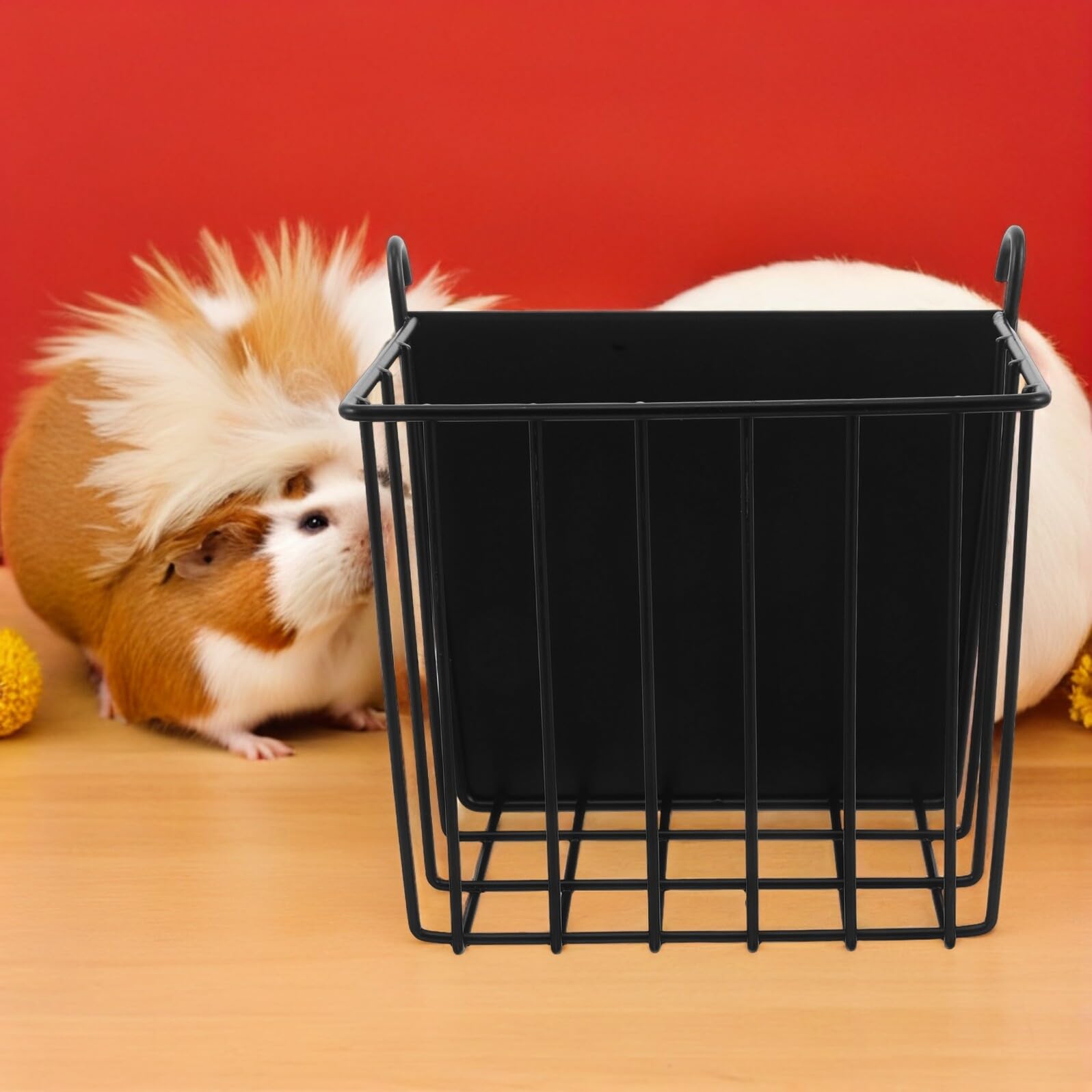 Râtelier à Foin pour Lapins et Cochons d'Inde en Acier Carbone Noir Support Suspendu Compact pour Cage Mangeoire Pratique et Solide pour Petits Animaux Distributeur de Foin