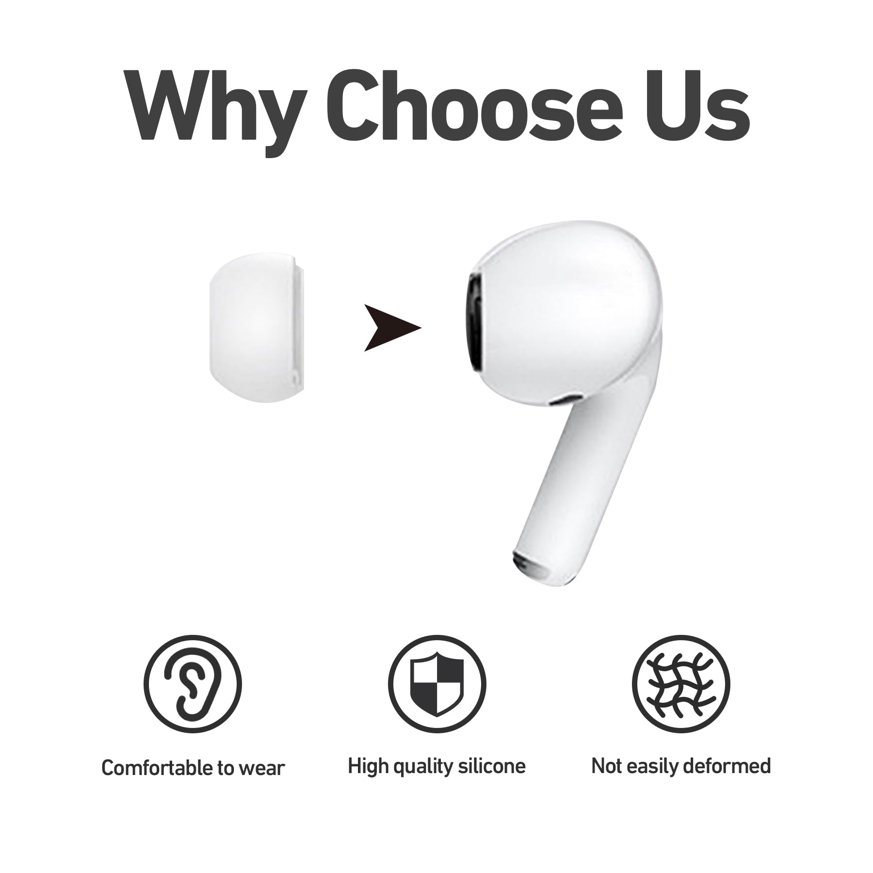 Adhiper Wymienne końcówki do Airpods Pro 2. generacji z otworem na redukcję szumów, silikonowe końcówki do Airpods Pro z opakowaniem do przechowywania, mieszczą się w etui ładującym (S/M/L)