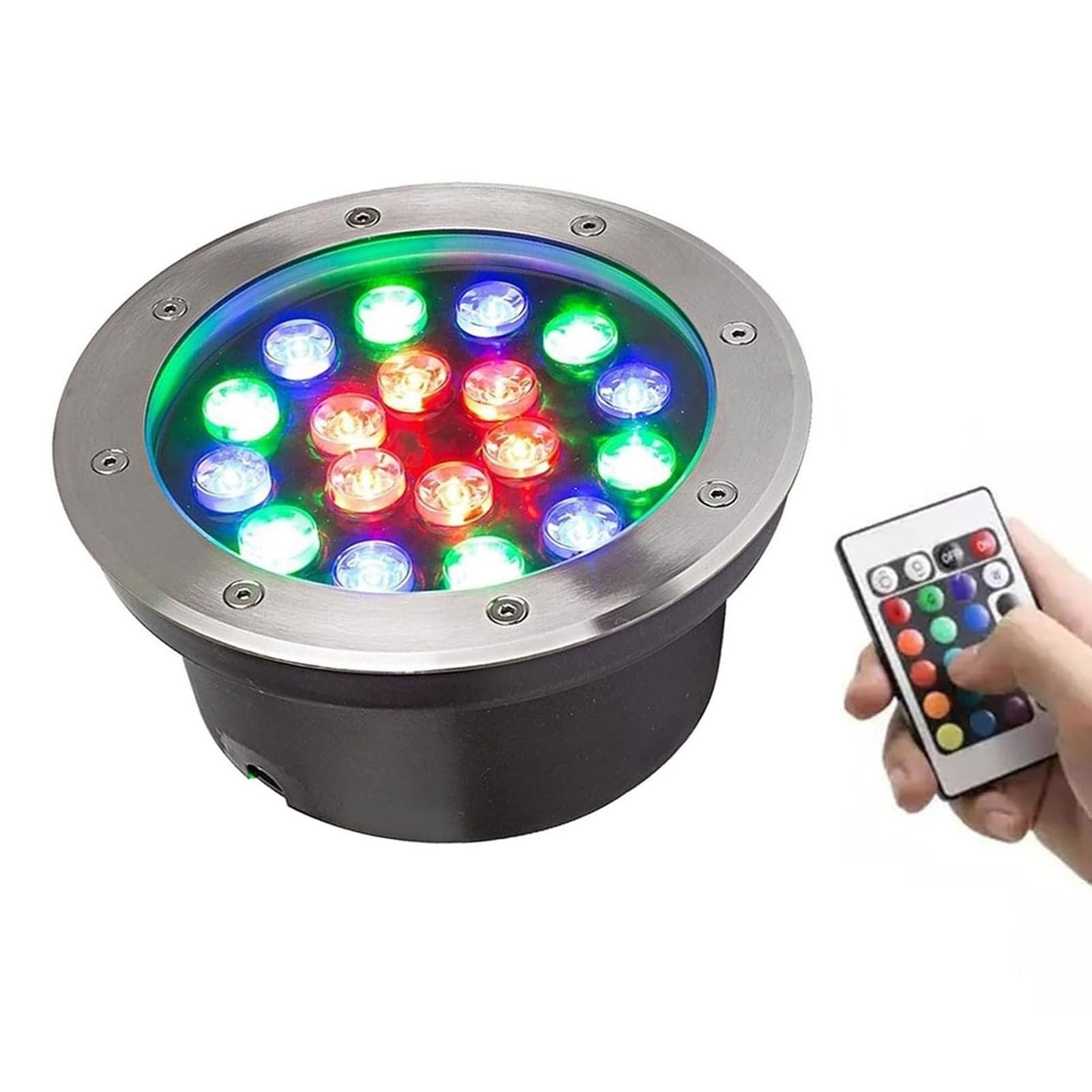 Luces De Paisaje Submarino - Foco LED Piscina, Foco Sumergible IP68, Foco Sumergible LED con Cambio De Color RGB, para Jardín, Focos De Piscina, con Mando A Distancia(12V,9w)