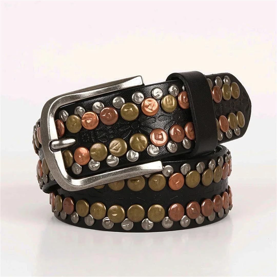 Cintura da donna punk rotonda rivetto cintura in pelle fibbia fibbia cintura unisex moda