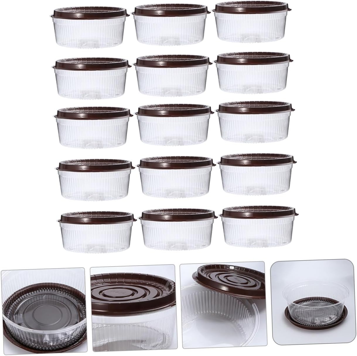 ABOOFAN 25pcs 8-inch Plastic Cake Boxes round Cupcake Containers Portable Dessert Packaging for Baking and Party Use