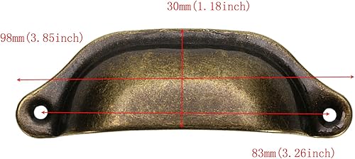 Miniatura 2 de ONLYKXY Tiradores de metal de bronce antiguo con diseño en forma de concha, manijas para cajones de 3 78 pulgadas (paquete de 10)