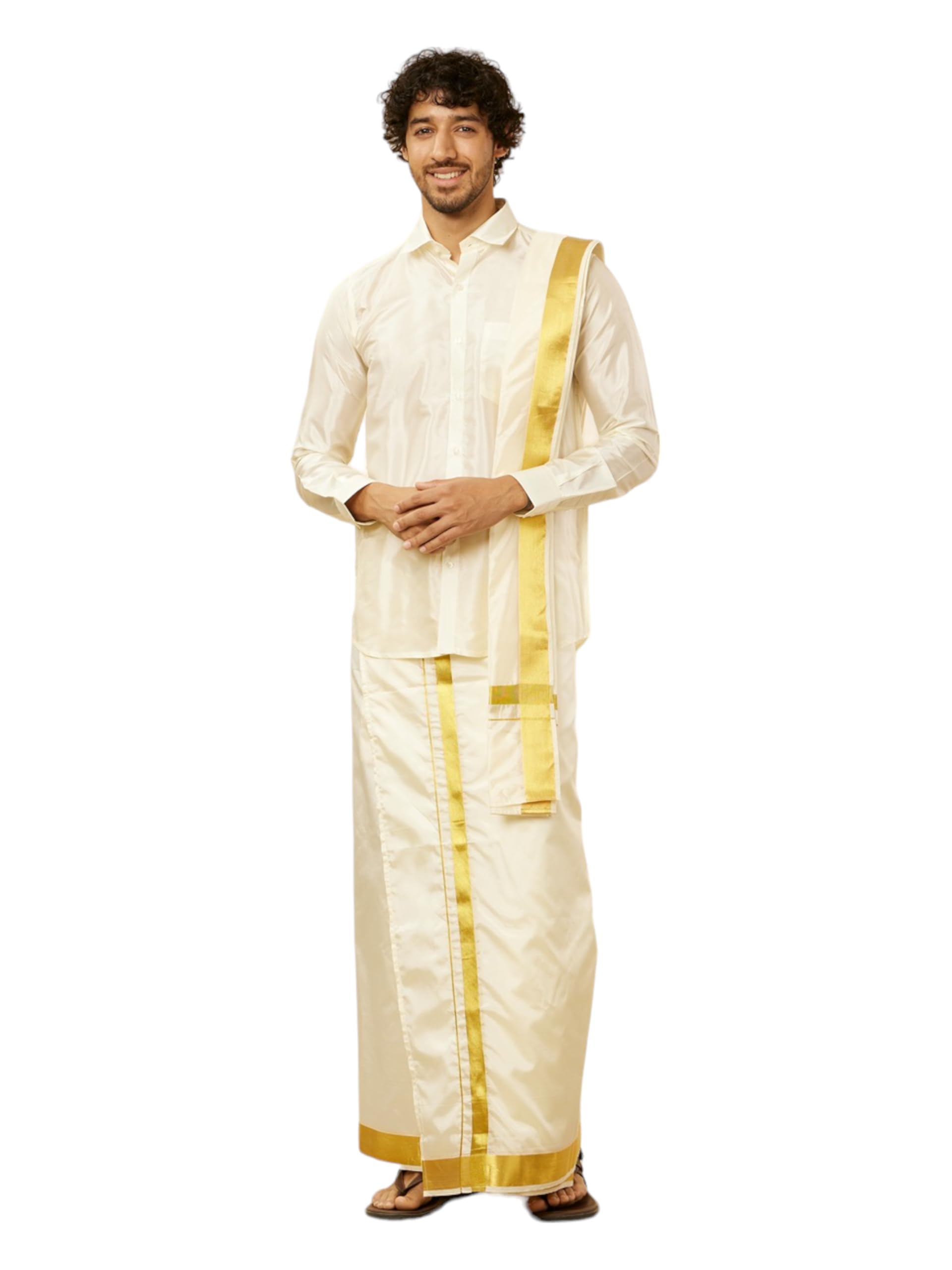Men's Solid Kurta Veshti Set (2pcs)-image-43